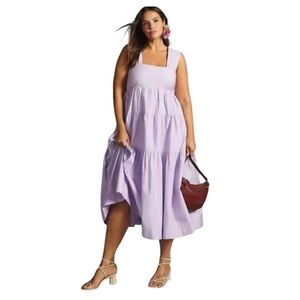 Anthropologie Purple Midi Sundress with Square Neck